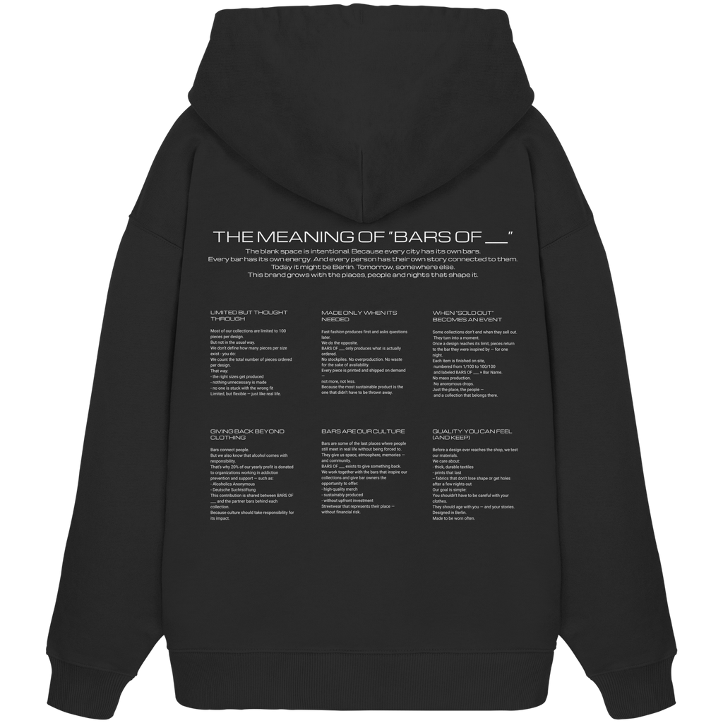 Hoodie, overiszed - BARS OF ___ "Principles" in black