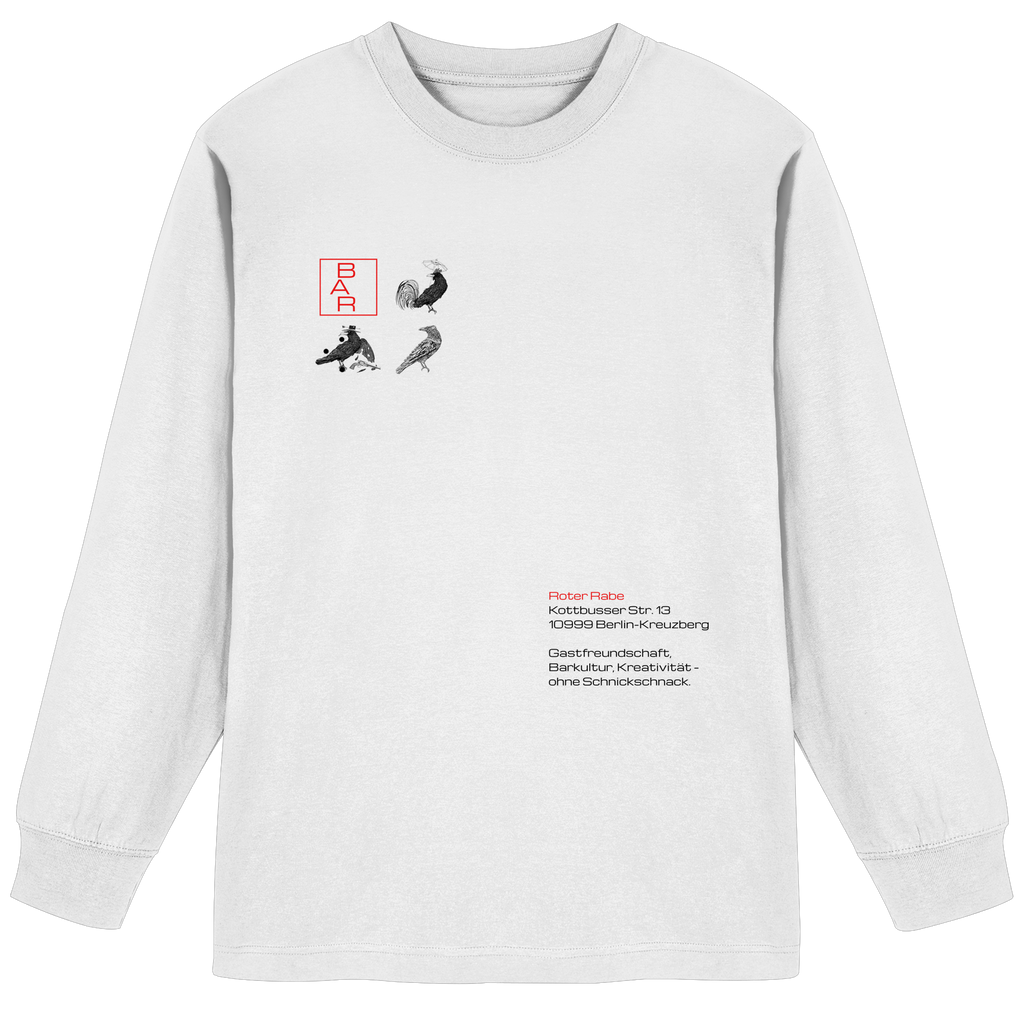 Longsleeve, oversized - Roter Rabe Bar "Magazine" in white