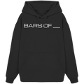 Black hoodie with 'BARS OF ___' text on a white background